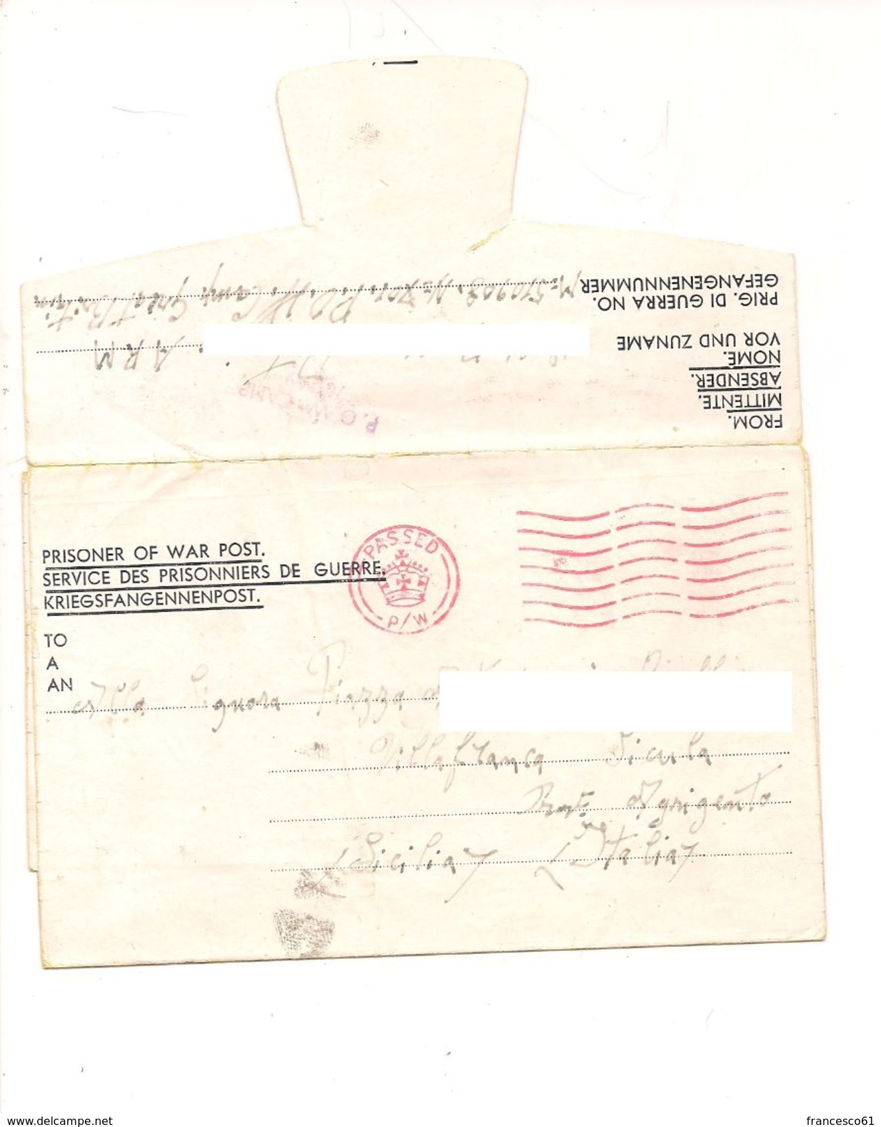 1739) POW 6-2-1945 GREAT BRITAIN CENSOR WAR CAMP PRISONERS - Marcophilie