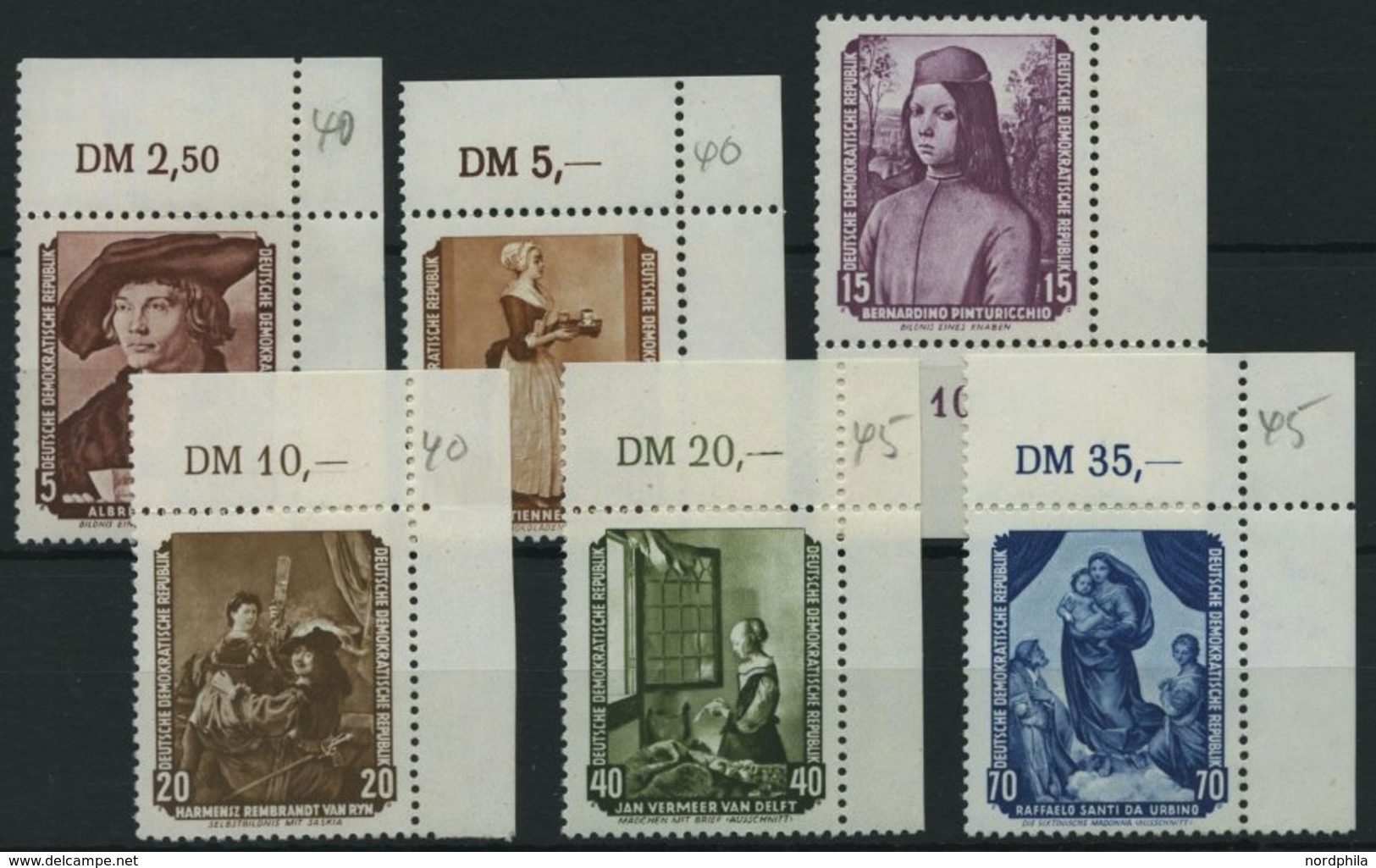 DDR 504-09 **, 1955, Gemälde, Je Aus Der Oberen Rechten Bogenecke, Prachtsatz, Mi. 32.- - Used Stamps