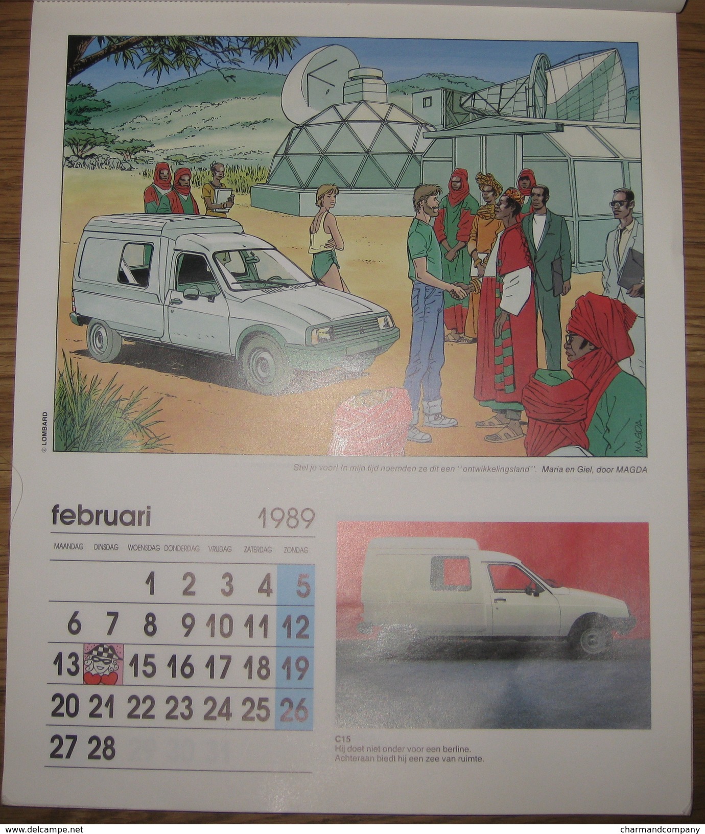 Calendrier Publicitaire Citroën 1989 12 Dessinateurs Walthery, Tibet, Dany ..12 Modèles De Voitures 2CV, AX, C15, CX .. - Grand Format : 1981-90