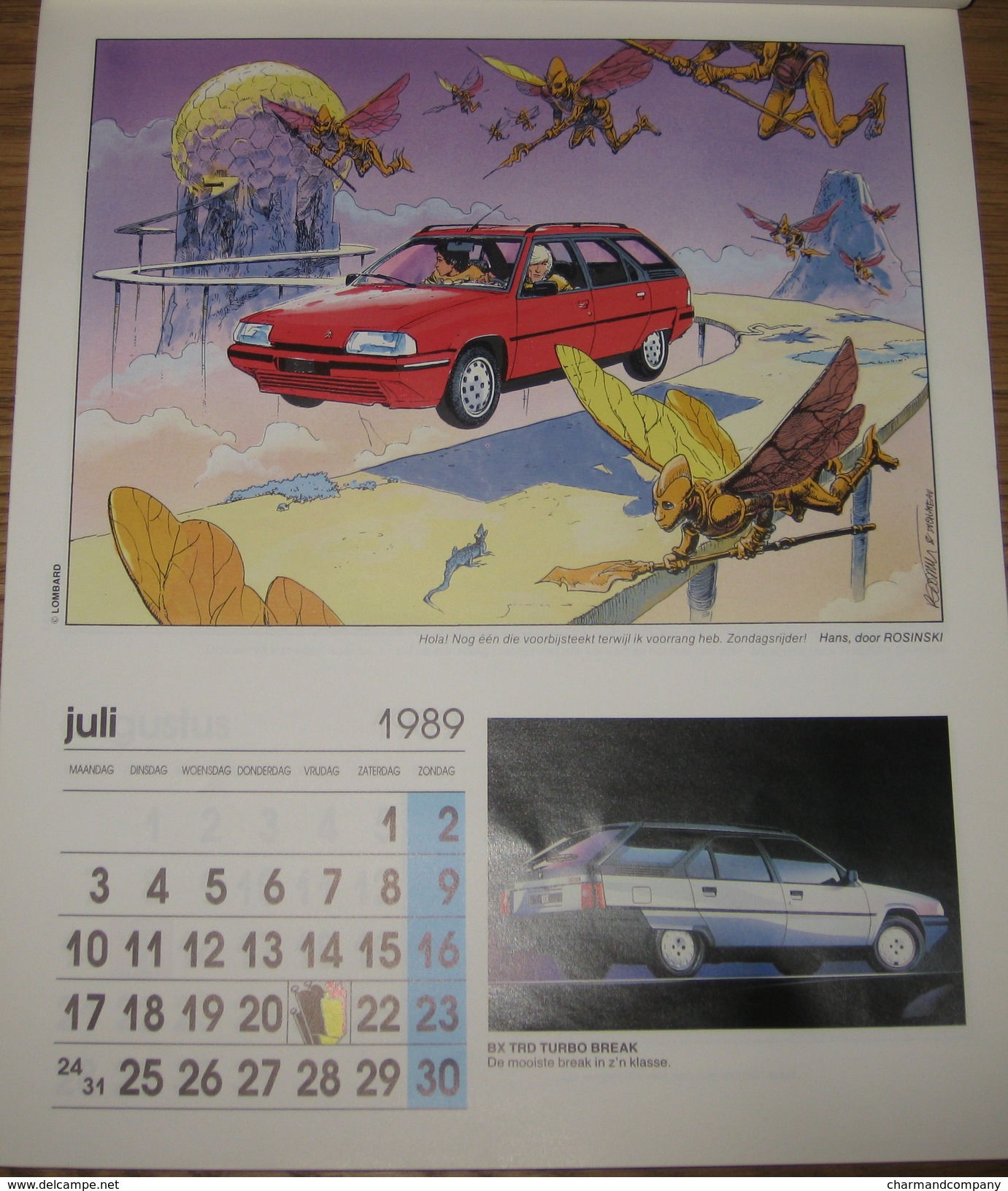 Calendrier Publicitaire Citroën 1989 12 dessinateurs Walthery, Tibet, Dany ..12 modèles de voitures 2CV, AX, C15, CX ..