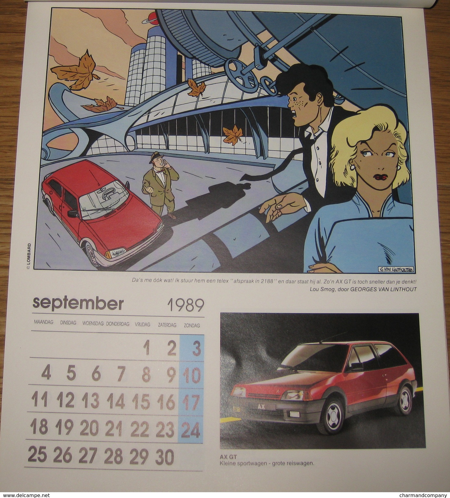 Calendrier Publicitaire Citroën 1989 12 dessinateurs Walthery, Tibet, Dany ..12 modèles de voitures 2CV, AX, C15, CX ..