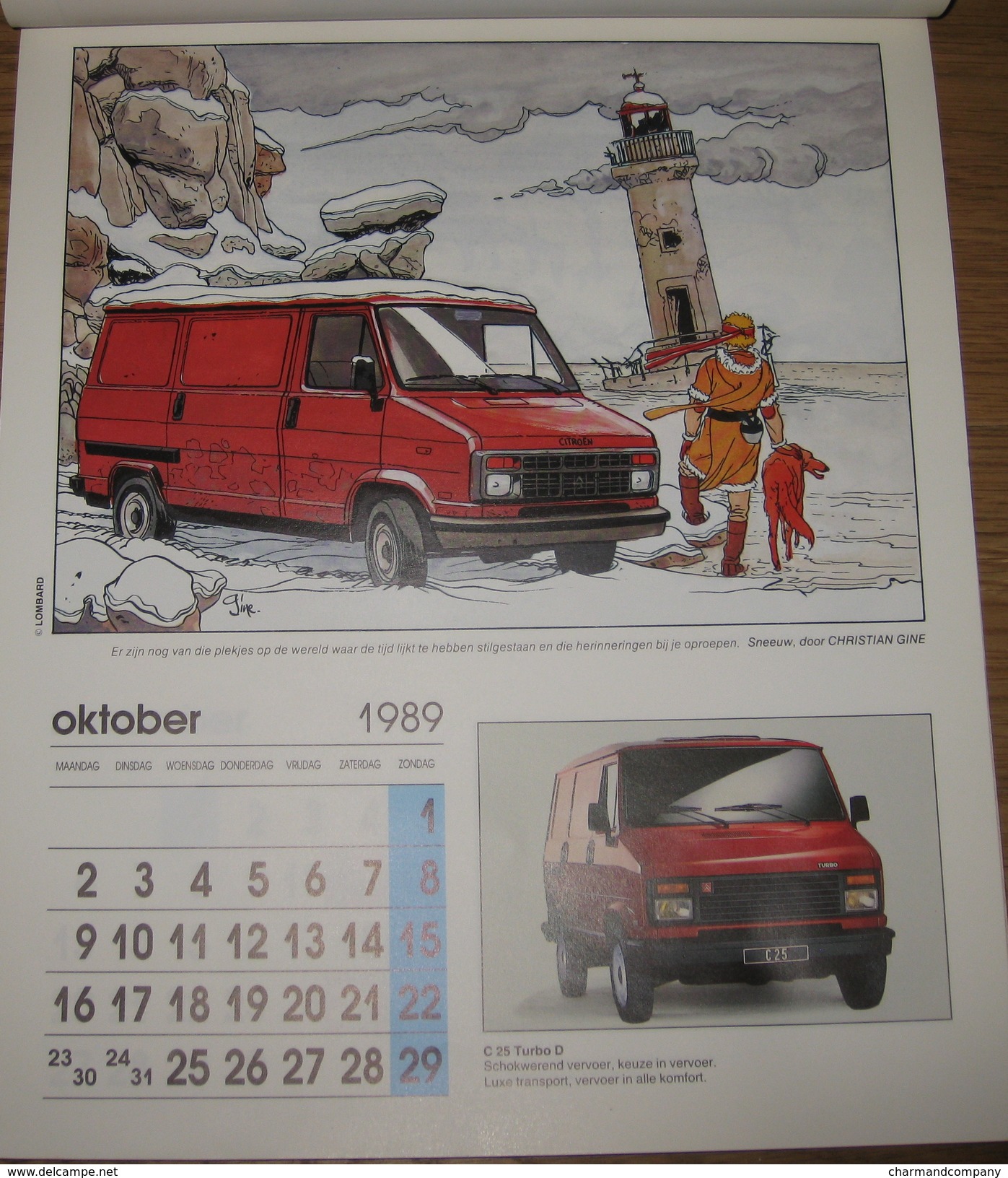 Calendrier Publicitaire Citroën 1989 12 dessinateurs Walthery, Tibet, Dany ..12 modèles de voitures 2CV, AX, C15, CX ..