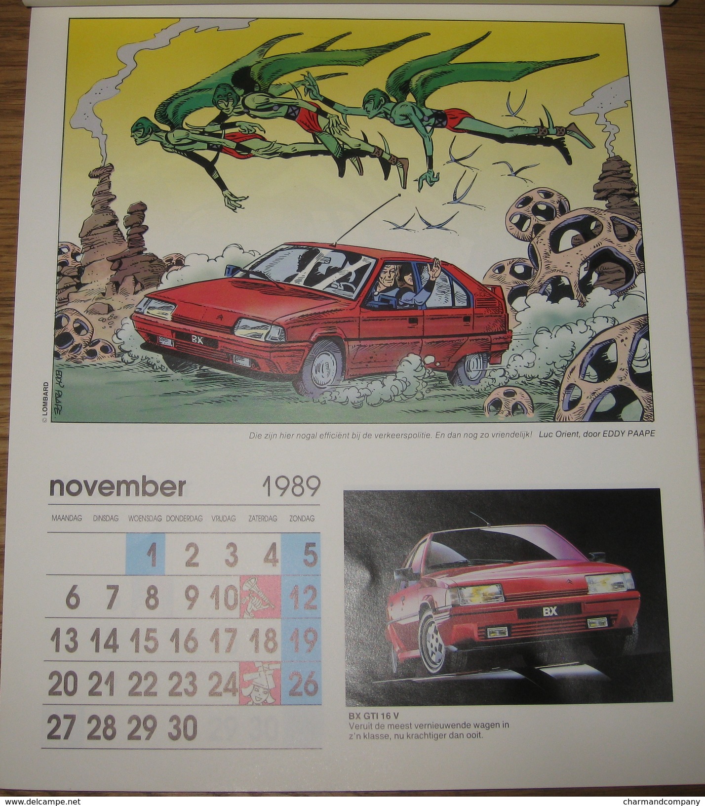 Calendrier Publicitaire Citroën 1989 12 dessinateurs Walthery, Tibet, Dany ..12 modèles de voitures 2CV, AX, C15, CX ..