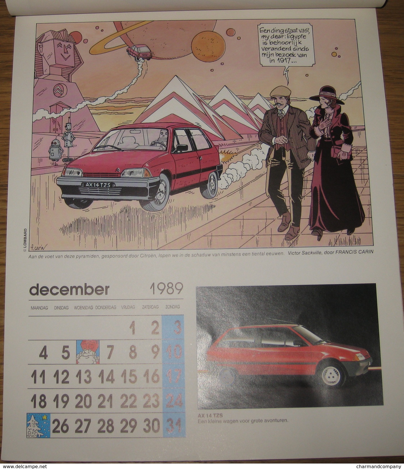 Calendrier Publicitaire Citroën 1989 12 dessinateurs Walthery, Tibet, Dany ..12 modèles de voitures 2CV, AX, C15, CX ..