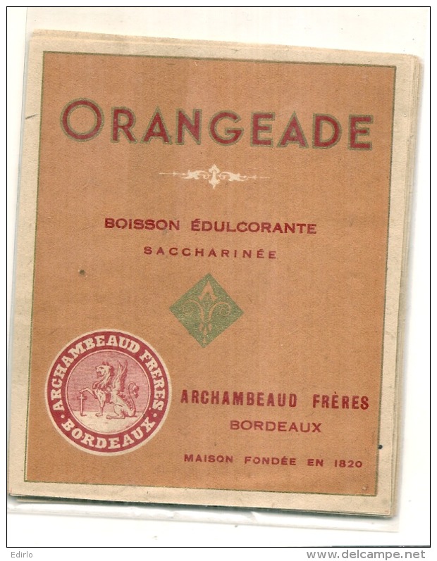 Orangeade ARCHAMBEAU  Frères BORDEAUX - - Autres & Non Classés