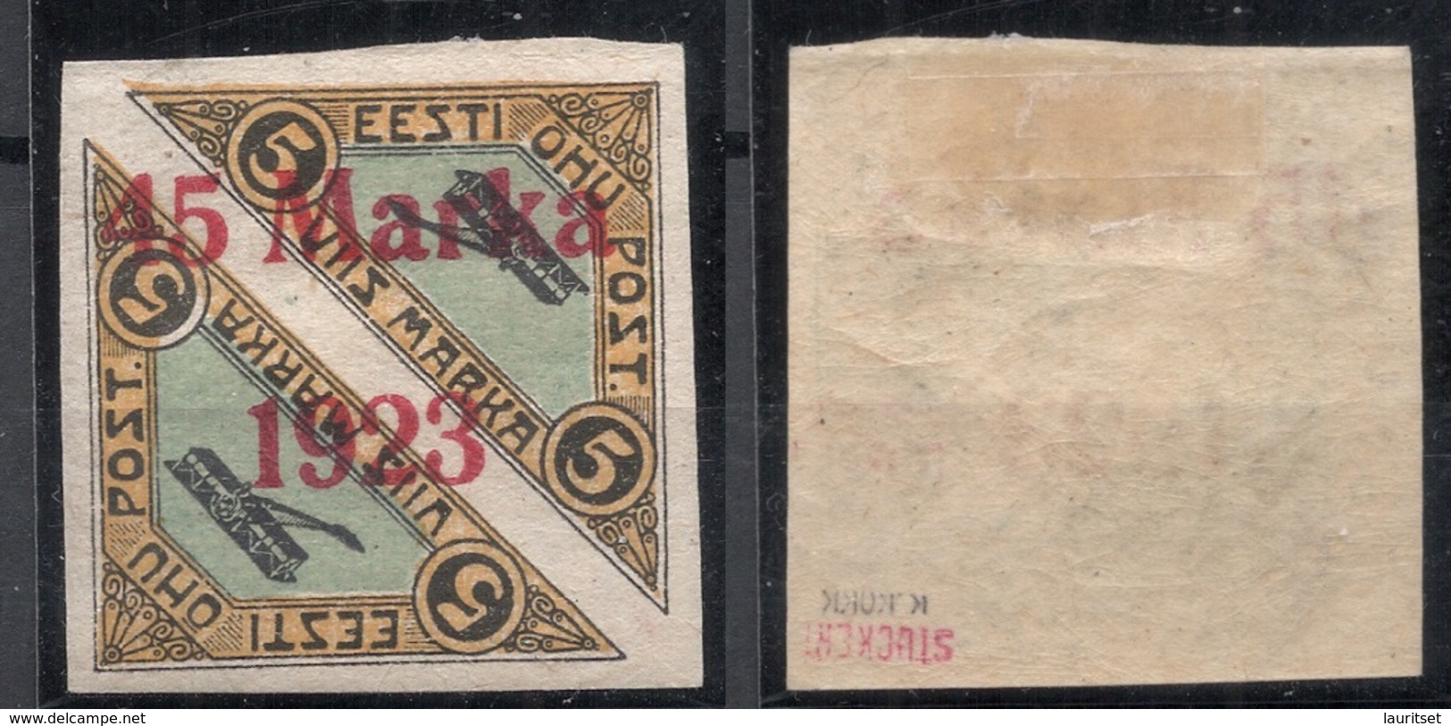 ESTLAND ESTONIA 1923 Michel 45 B II (Distance 2,.. Mm) WHITE PAPER AND GUM! RRR * Signed K. Kokk - Estland