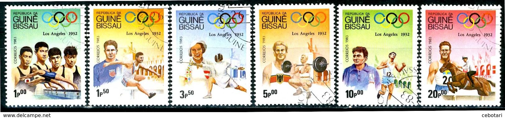 GUINEA BISSAU 1983 - Giochi Olimpici "Los Angeles 1932" - 6 Val. Usati / Used Come Da Scansione. - Verano 1932: Los Angeles