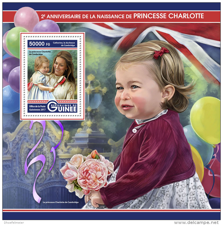 GUINEA REP. 2017 ** 2nd Birthday Princess Charlotte S/S - OFFICIAL ISSUE - DH1726 - Familles Royales