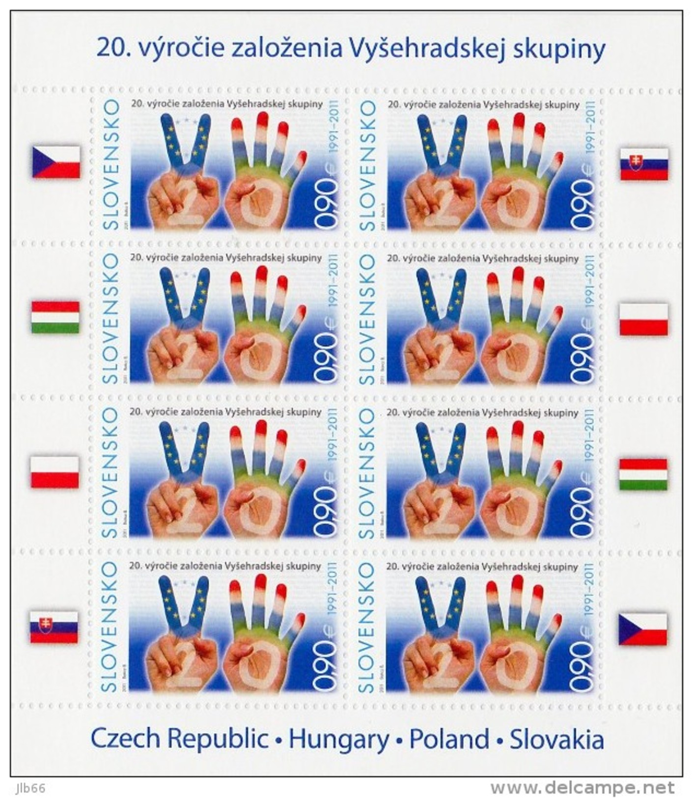 Feuillet De 8 Timbres Europe Groupe De Vysegrad YT 571 Mi 654 - Unused Stamps