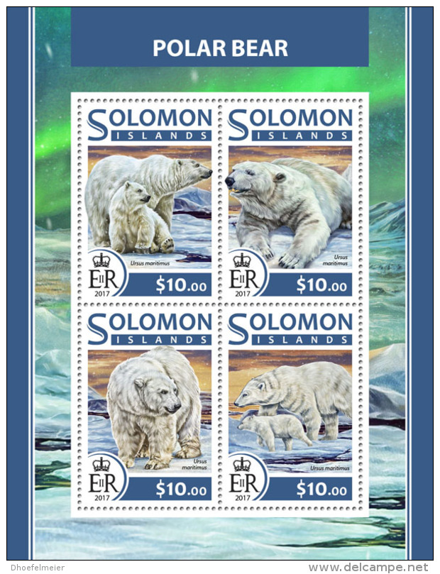 SOLOMON ISLANDS 2017 ** Polar Bears Polarbären Eisbären Ours Polaires M/S - OFFICIAL ISSUE - DH1726 - Ours