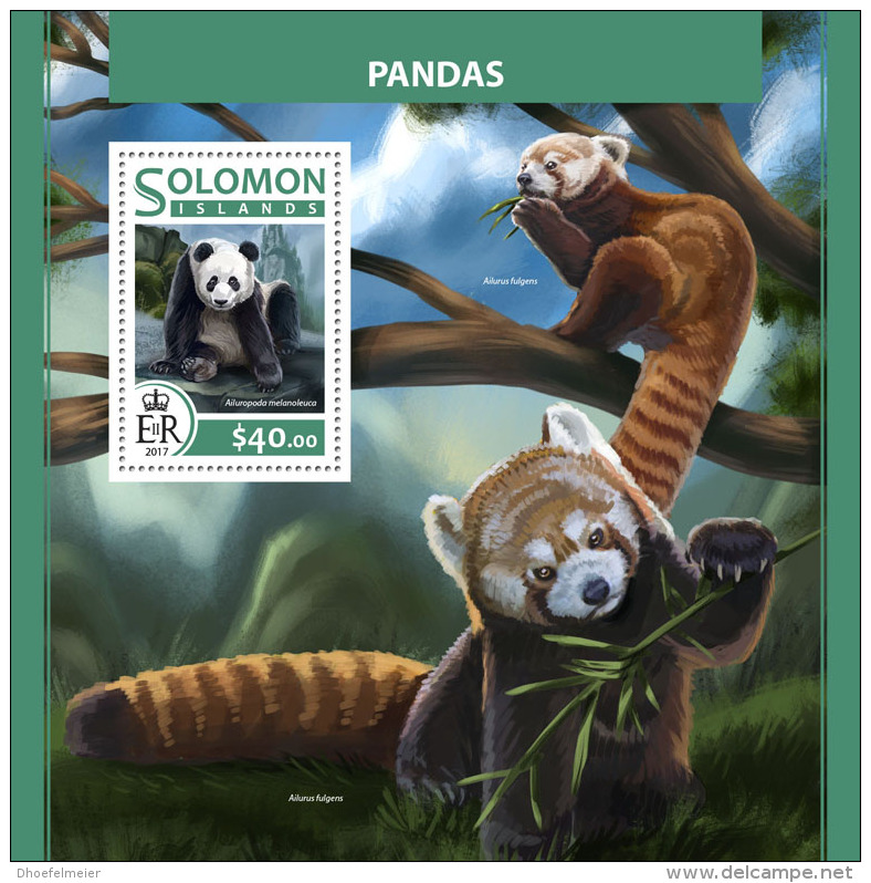 SOLOMON ISLANDS 2017 ** Pandas Pandabären S/S - IMPERFORATED - DH1726 - Bears