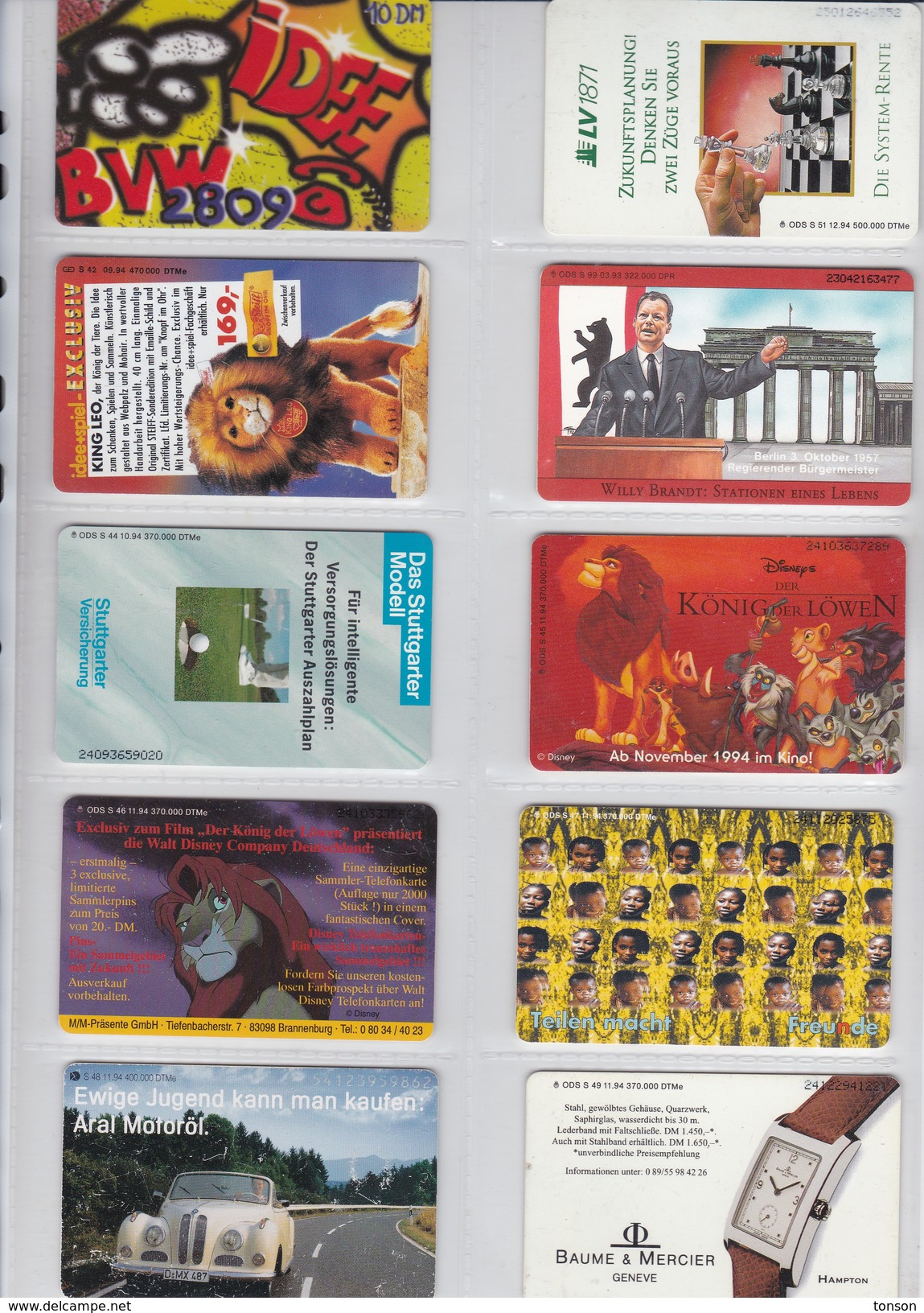 Germany, 10 Different Cards Number 11, Lion, Disney, Golf BMW, Chess, 2 Scans. - Collezioni