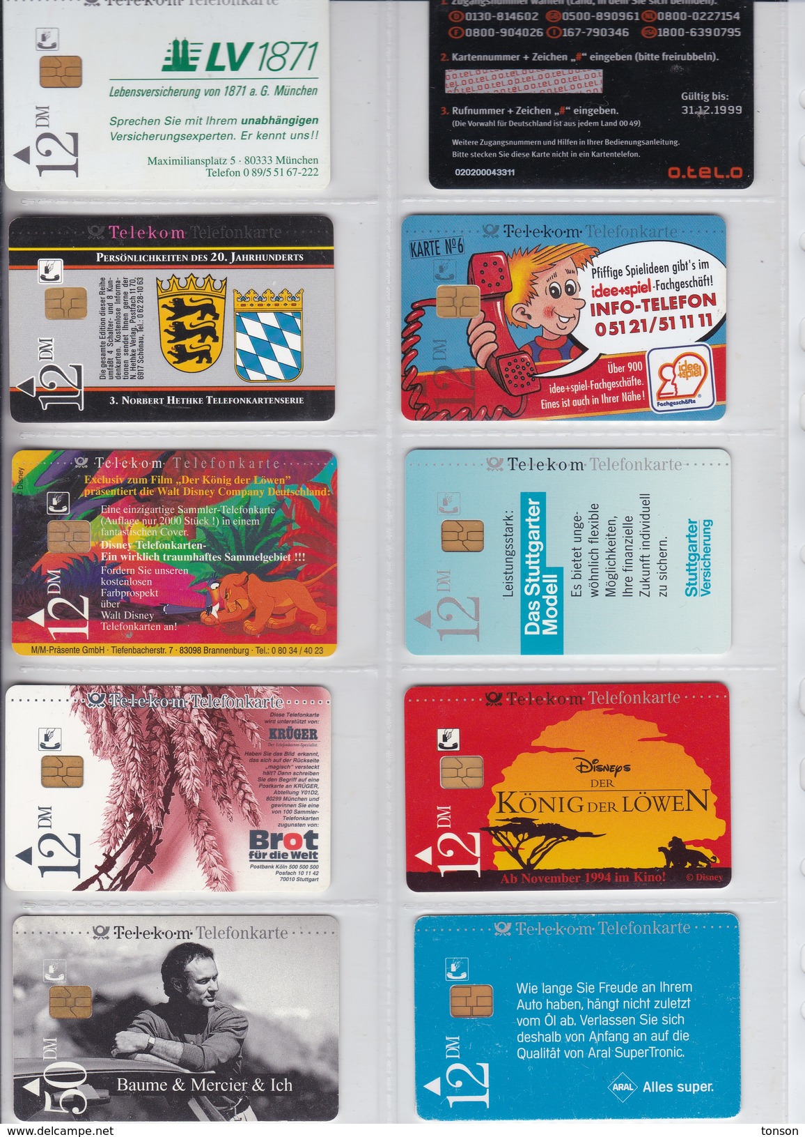 Germany, 10 Different Cards Number 11, Lion, Disney, Golf BMW, Chess, 2 Scans. - Collections