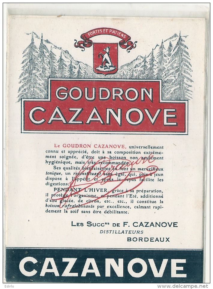 étiquette - 1910/40 CAZANOVE Goudron - Bordeaux - Cani