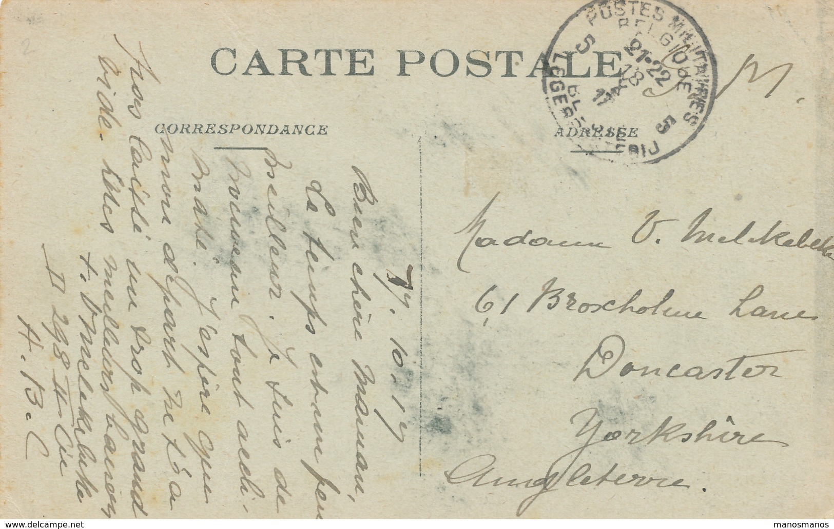 409/25 - PERVYSE - Carte-Vue (Soldats) écrite Par Un Soldat Belge En 1917 - Postes Militaires Belges Vers Angleterre - Niet-bezet Gebied