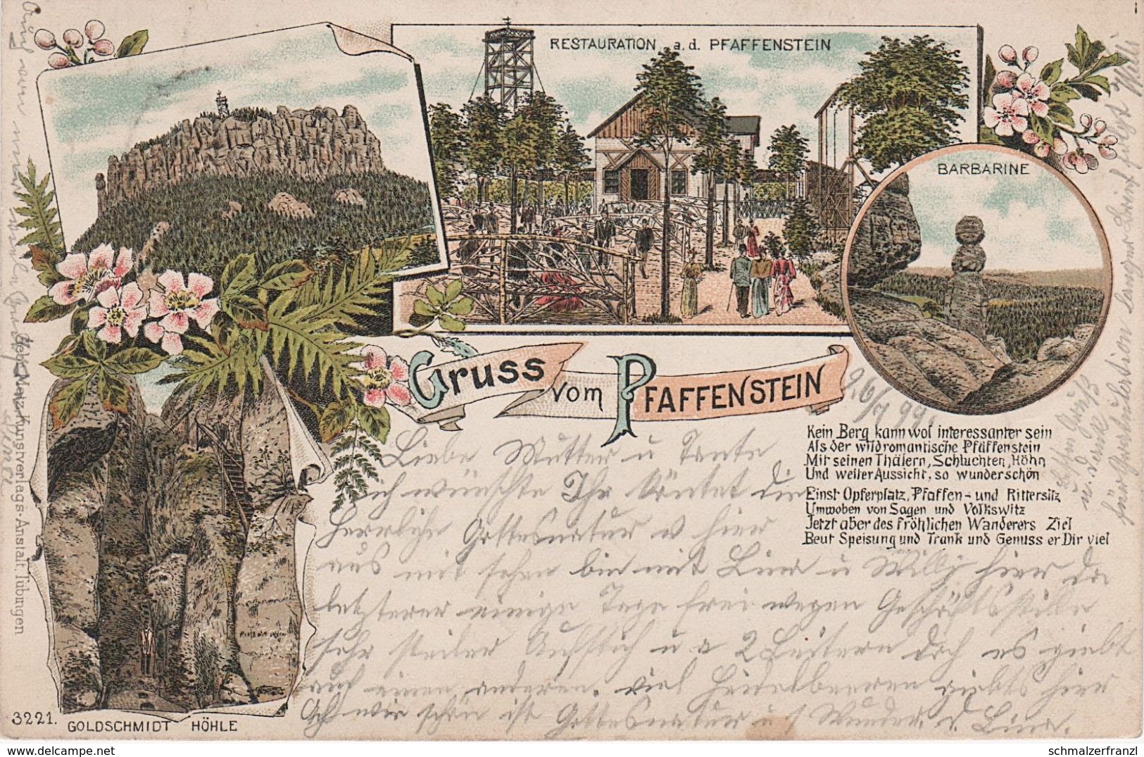 Litho AK Sächsische Schweiz Gruss Pfaffenstein Baude Turm Höhle Bei Königstein Pfaffendorf Gohrisch Cunnersdorf Krippen - Kleinhennersdorf