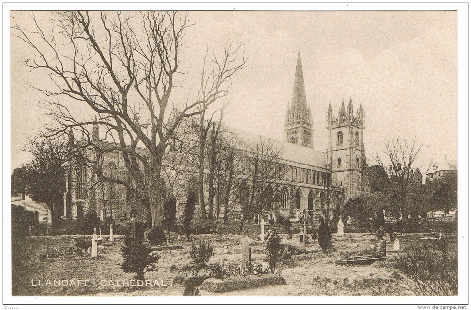 RB 1158 -  Early Postcard Llandaff Cathedral &amp; Graveyard - Glamorgan Wales - Glamorgan
