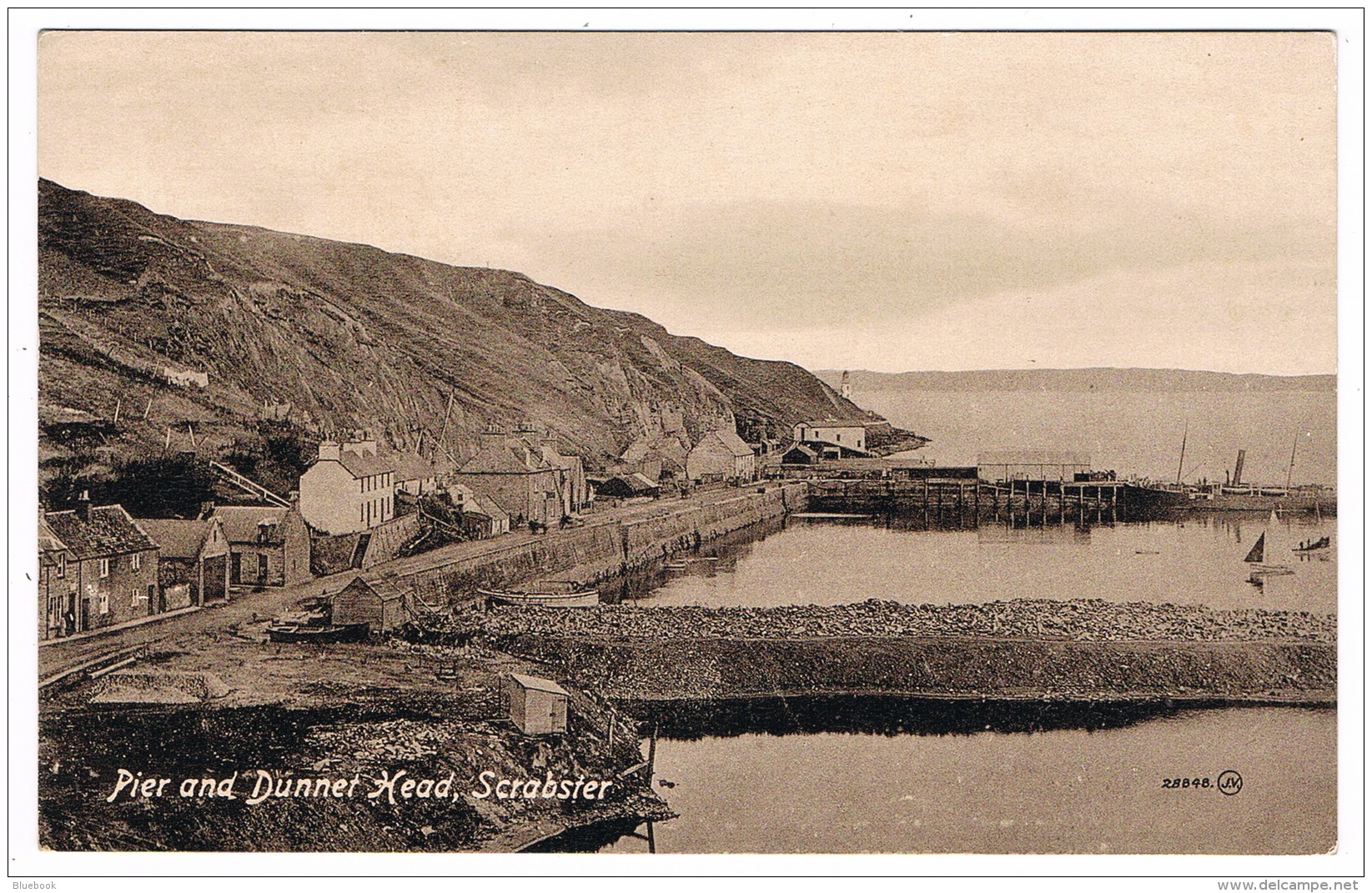 RB 1158 -  Early Postcard - Pier &amp; Dunnet Head Scrabster Near Thurso Caithness Scotland - Caithness