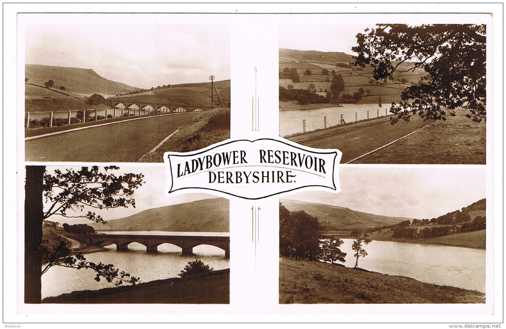 RB 1159 - Real Photo Postcard - Ladybower Reservoir Derbyshire - Peak District - Derbyshire