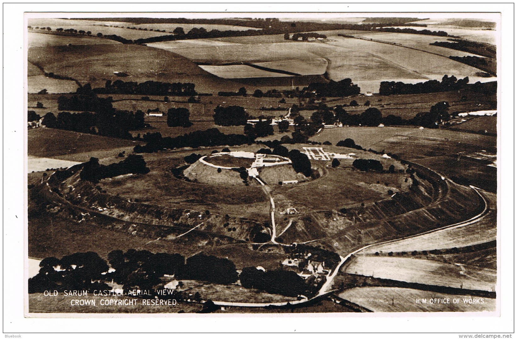 RB 1160 -  Aerial Real Photo Postcard - Old Sarum Castle - Salisbury Wiltshire - Salisbury