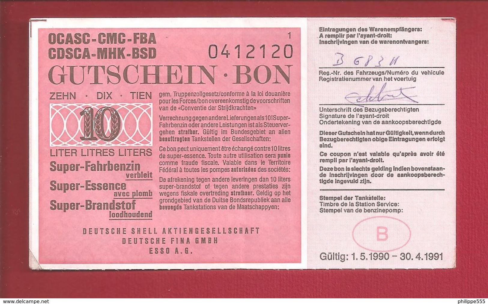 Tankcheque 10 Liter "Deutsche Shell" - [ 9] Colecciones