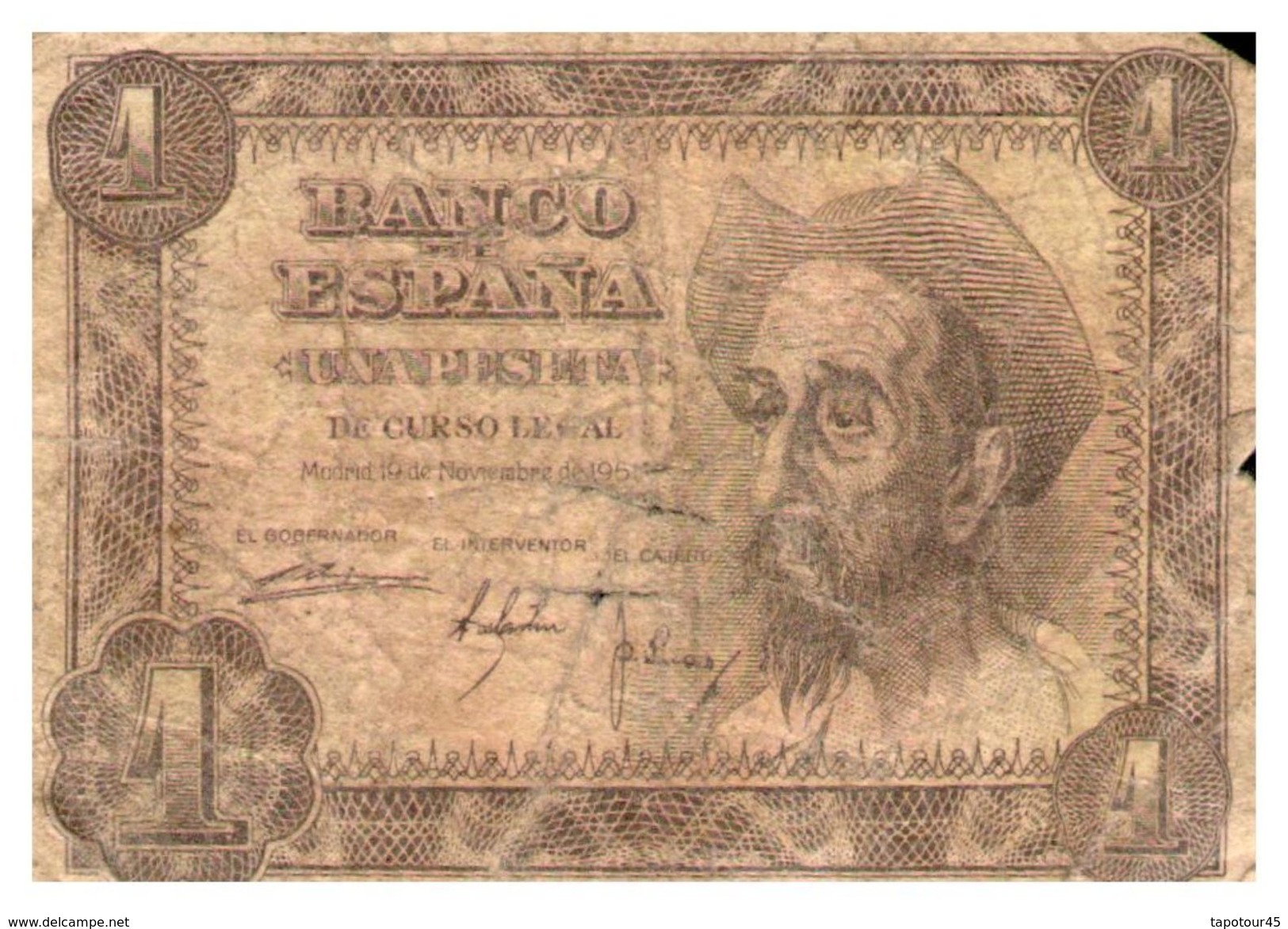 (G 13)  Billet Espagne > [ 3] 1936-1975 : Régence De Franco > 1 Peseta 1951 - 1-2 Pesetas