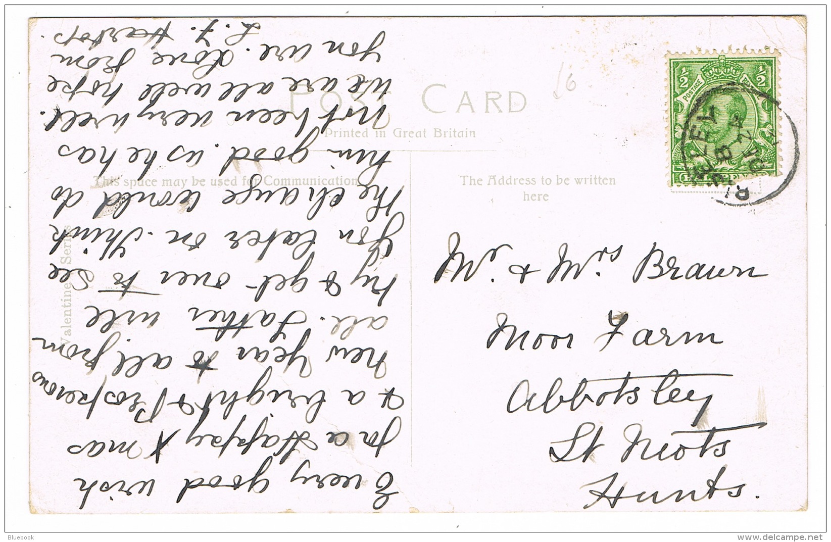 RB 1162 - 1912 Postcard - High Street Bedford - Policeman &amp; Rose Hotel - Bedford