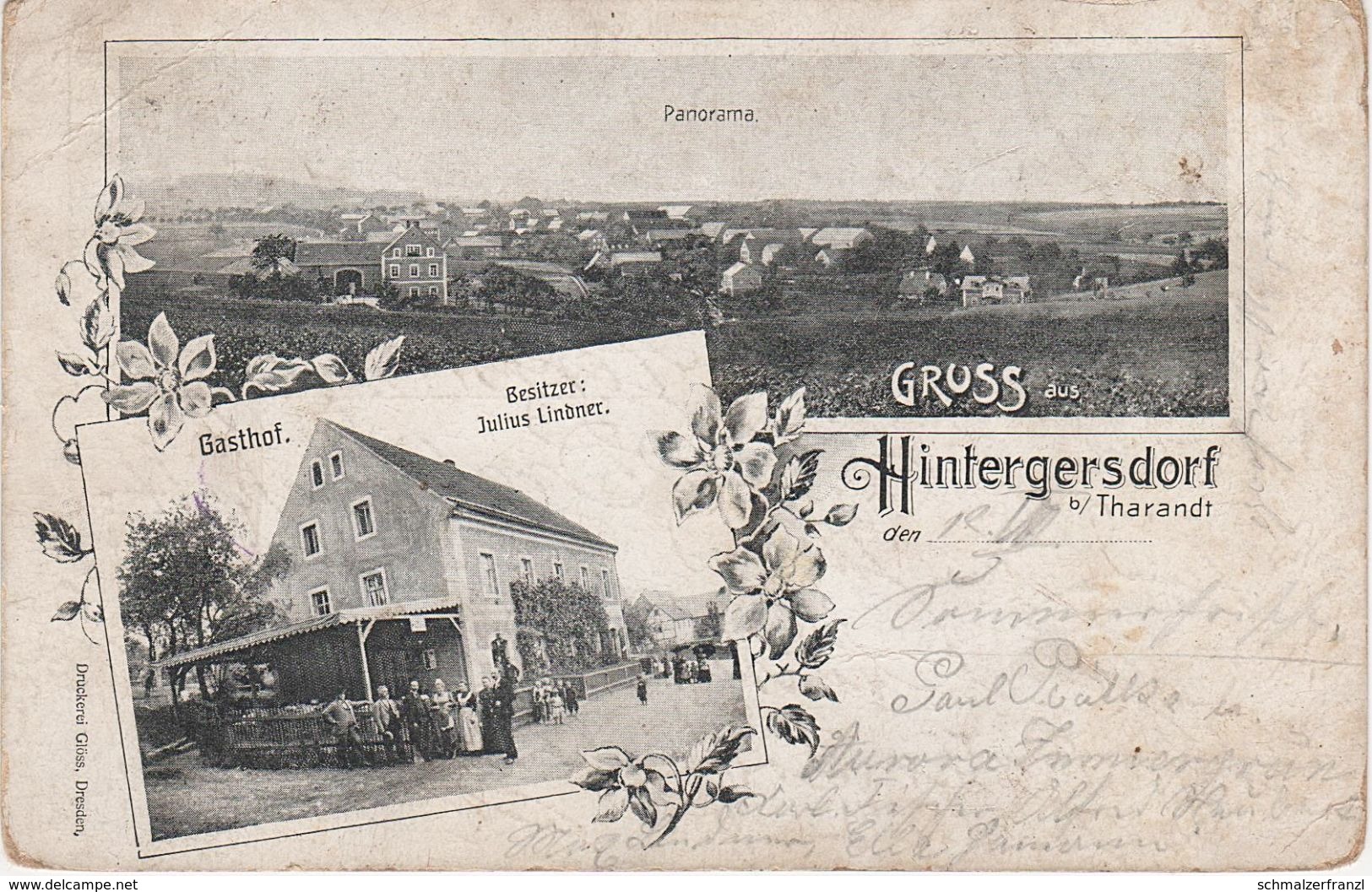 Litho AK Hintergersdorf Gasthof Bei Hartha Fördergersdorf Spechtshausen Tharandt Pohrsdorf Grumbach Herzogswalde Mohorn - Herzogswalde