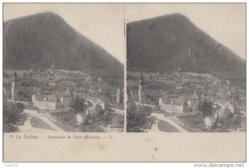 Suisse - Carte Stéréoscopique - Panorama De Coire - Coira