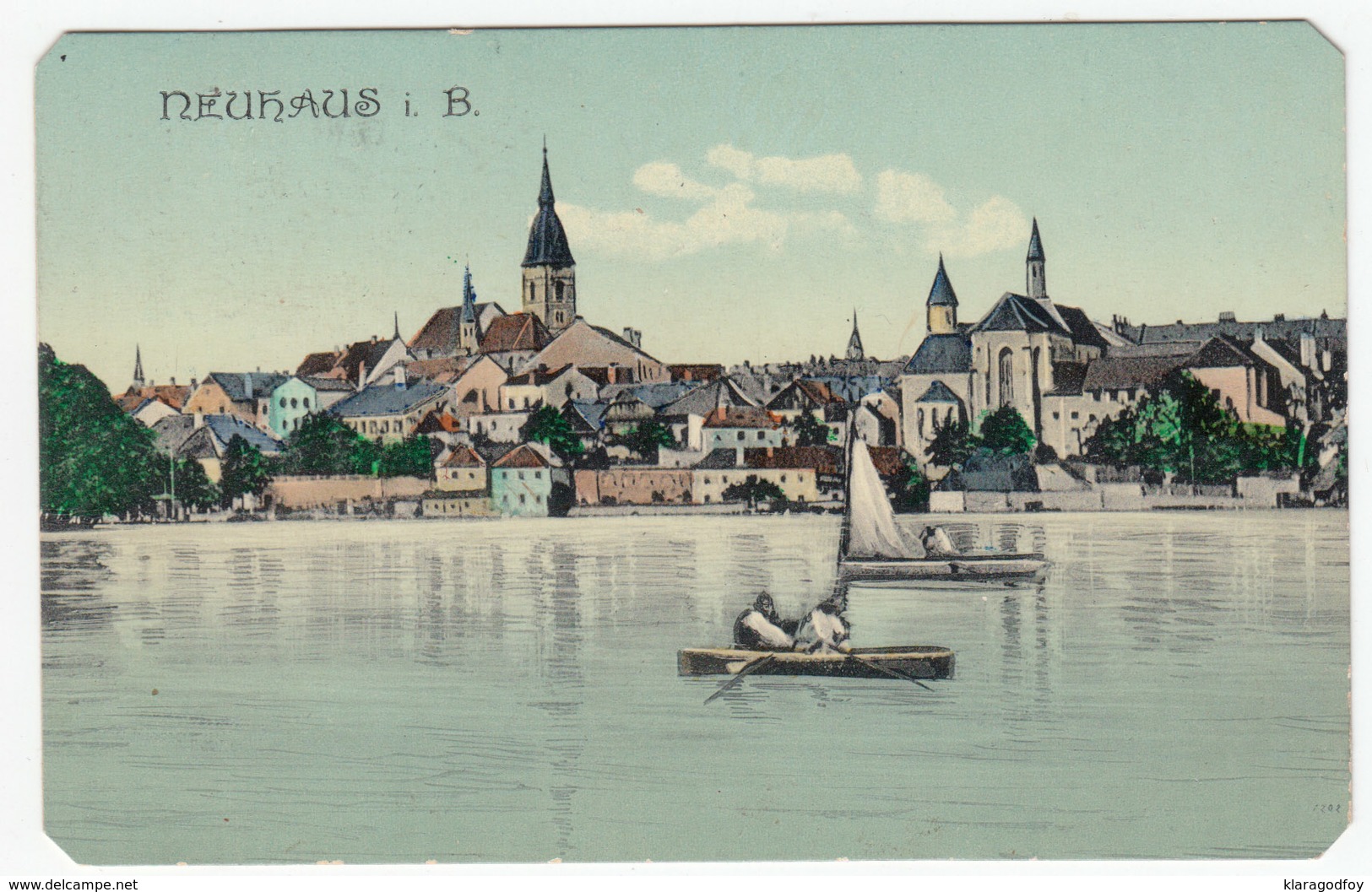 Jind&#x159;ich&#x16F;v Hradec Neuhaus I. B. Old Postcard Travelled 191? To Wien Bb170620 - Czech Republic