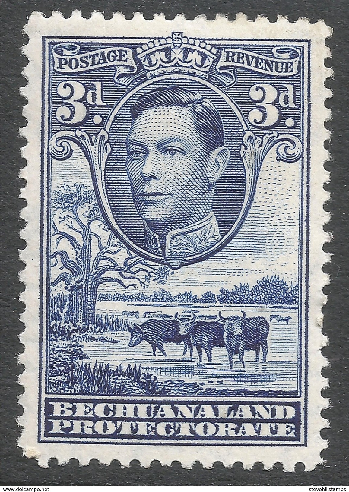 Bechuanaland Protectorate. 1938-52 KGVI. 3d MH SG 122 - 1885-1964 Protectorat Du Bechuanaland