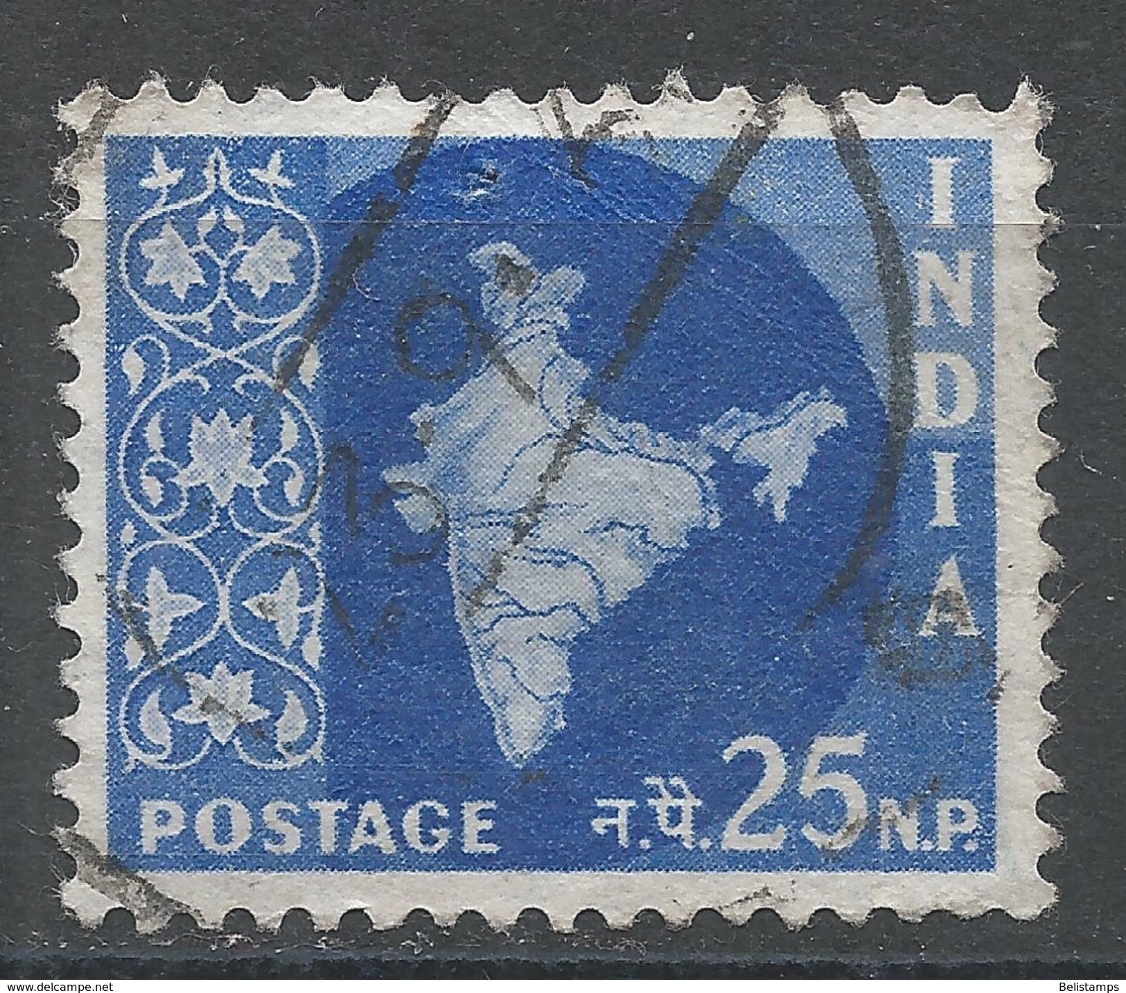 India 1958. Scott #312 (U) Map Of India, Carte Géographique - Usados