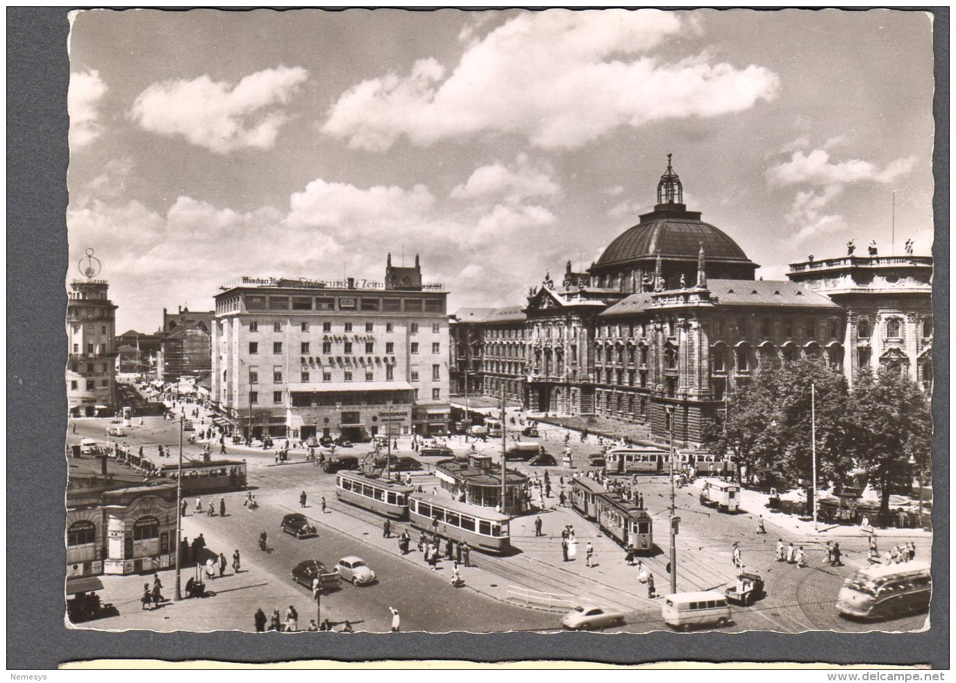 1958 MÜNCHEN Karlsplatz Mit Hotel  FG V  SEE  2 SCANS Tram Und Bus - München