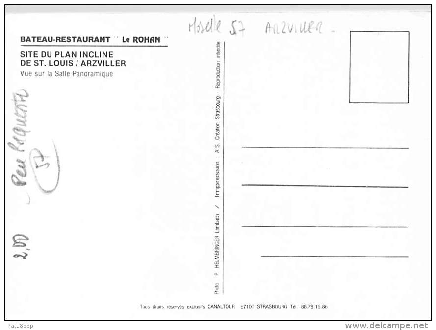 57 - ARZVILLER ( BATEAU DE PROMENADE ) Bateau Restaurant " LE ROHAN " Site Du Plan Incliné De ST LOUIS - CPSM GF Moselle - Arzviller