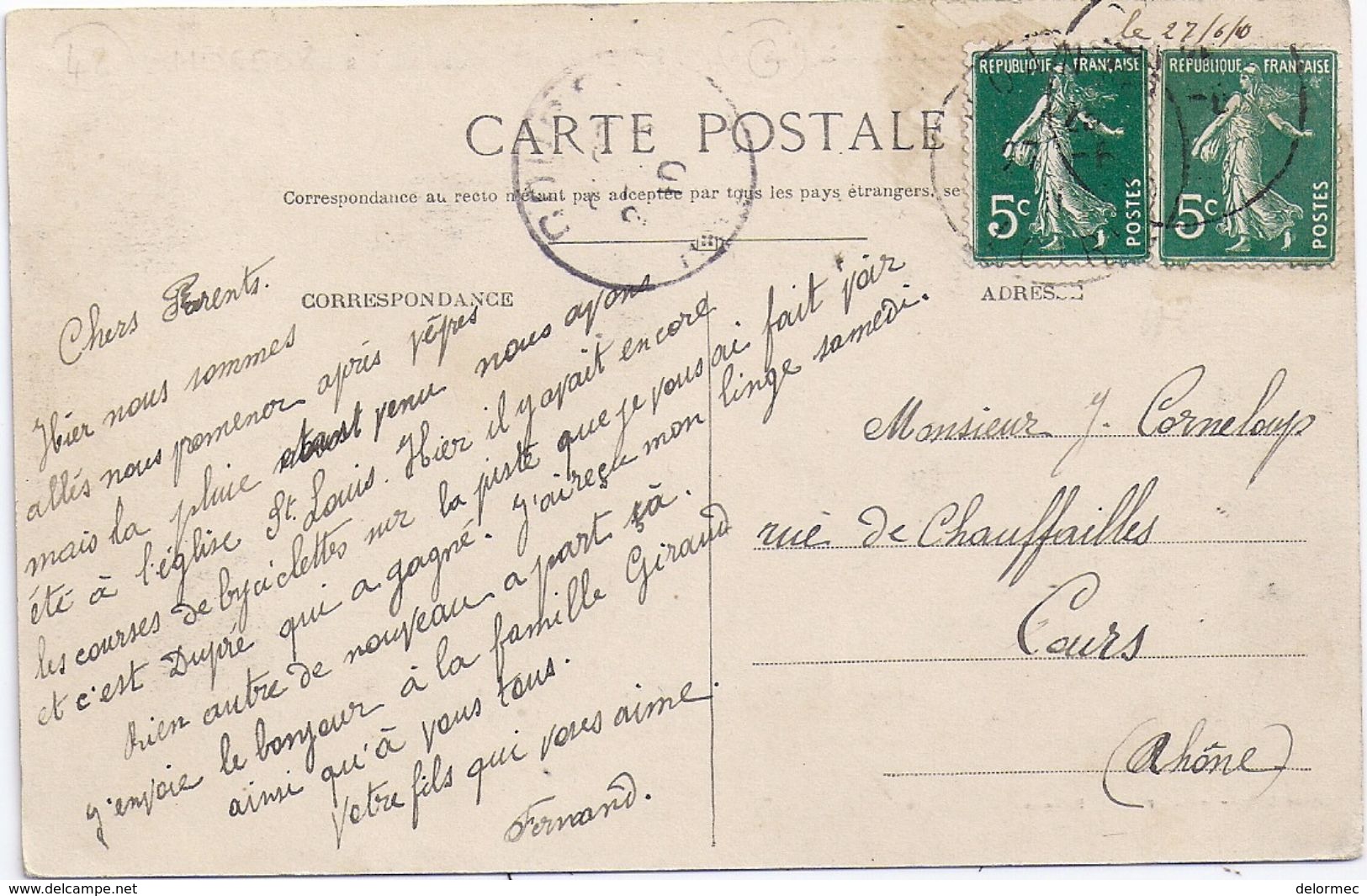 CPA Saint Alban Les Eaux Loire 42 Hôtel Saint Louis Et Les Sources éditeur Lafay à Roanne écrite Timbrée 1910 - Other & Unclassified