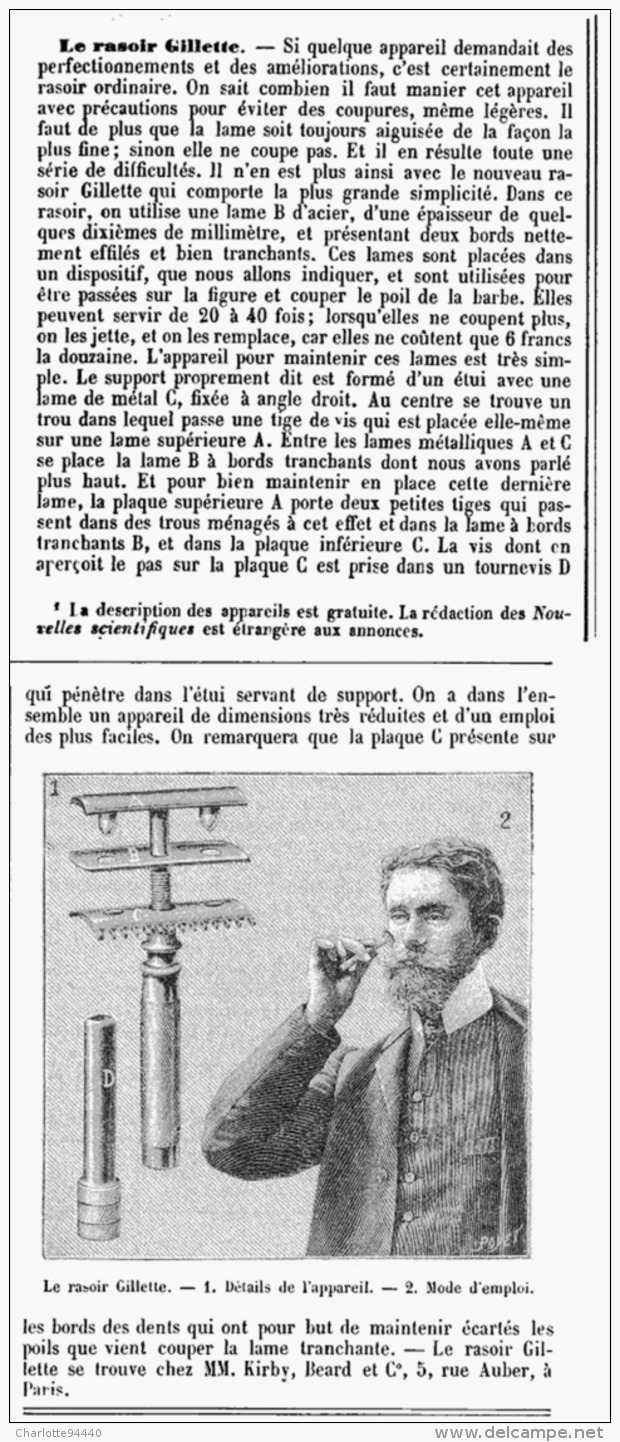 LE RASOIR GILETTE  1905 - Autres & Non Classés