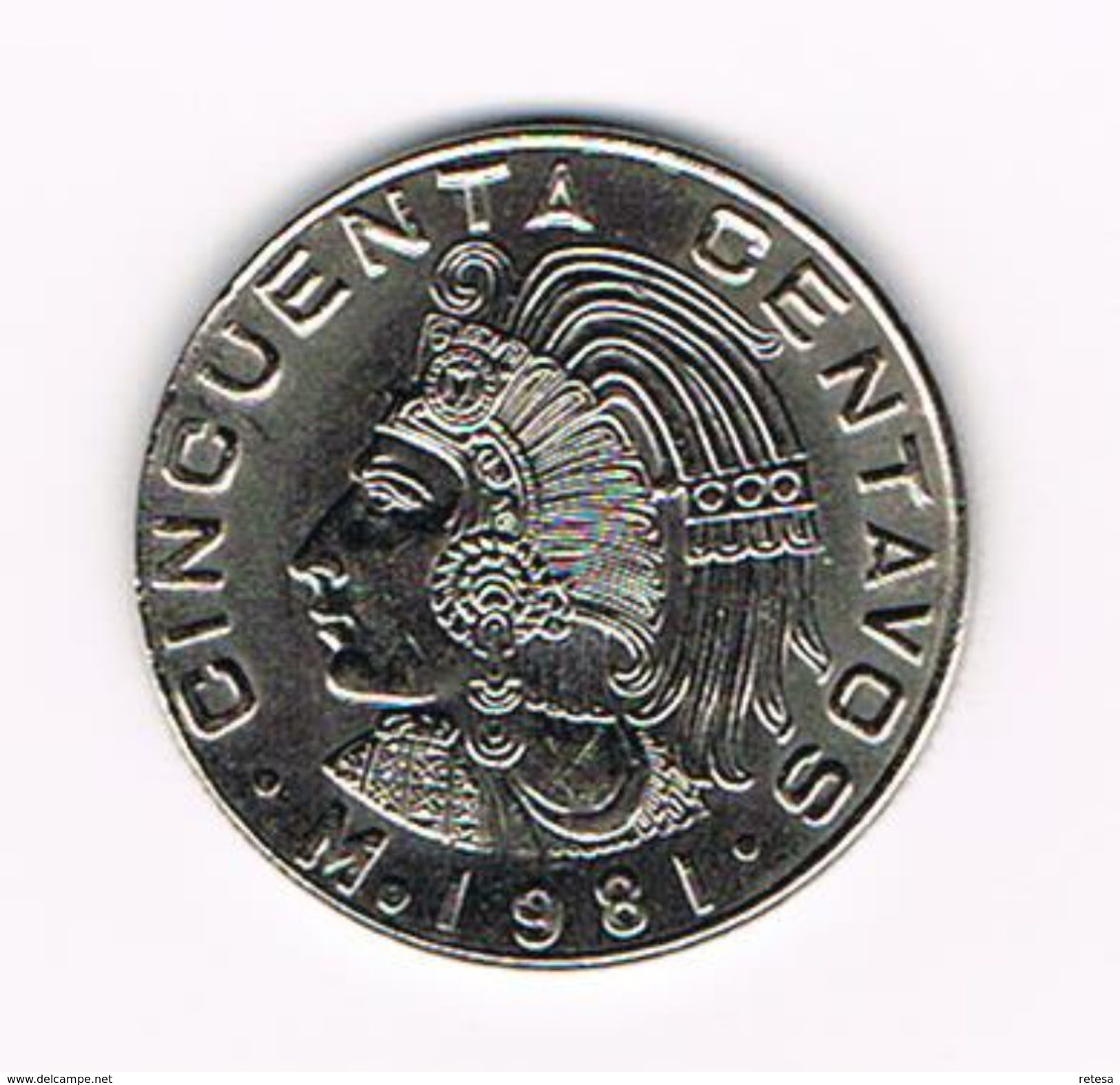 )  MEXICO  50  CENTAVOS  1981 - Mexique