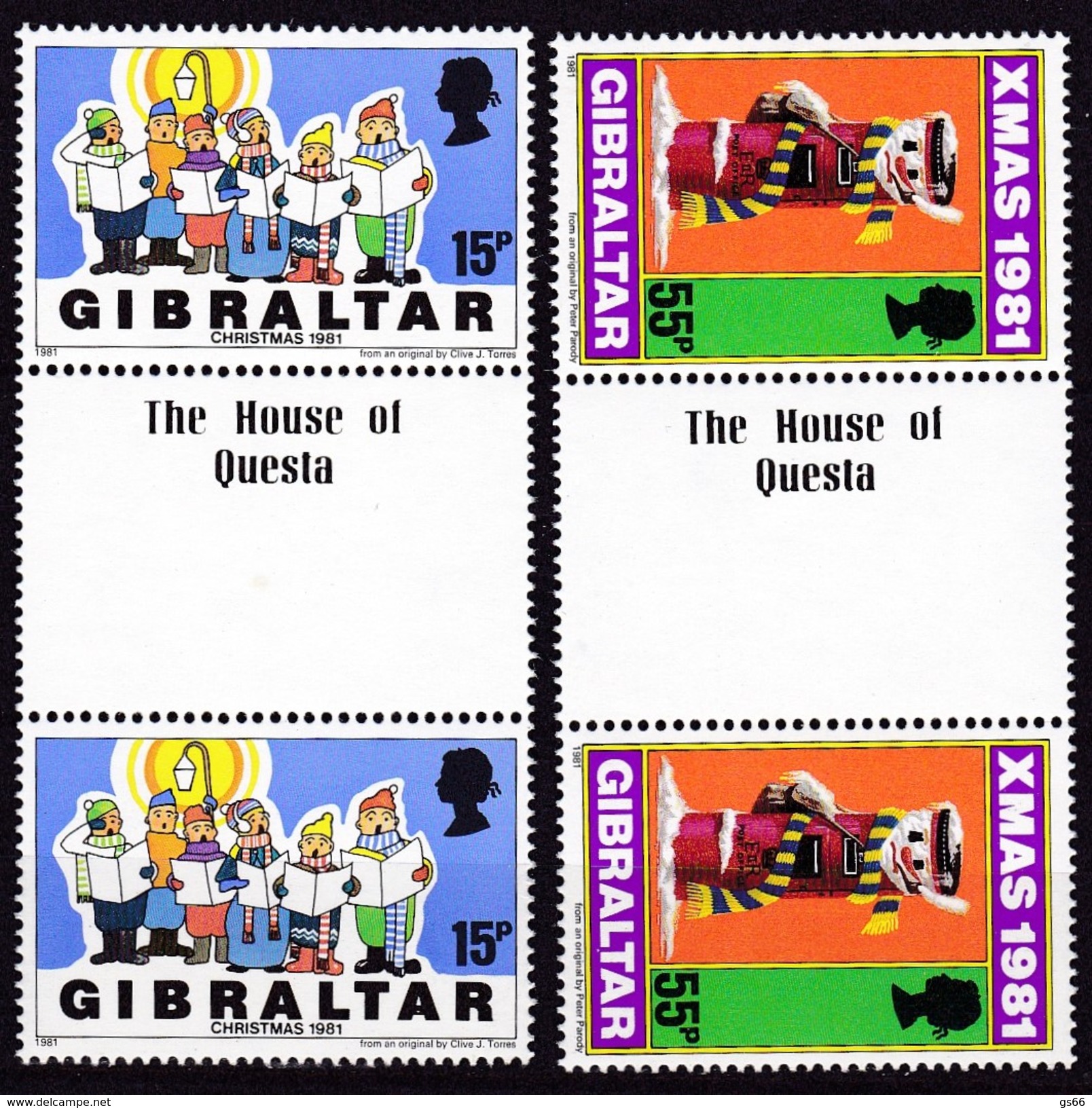 Gibraltar, 1981, 429, Christmas. MNH **,Gutter Pair, - Gibraltar
