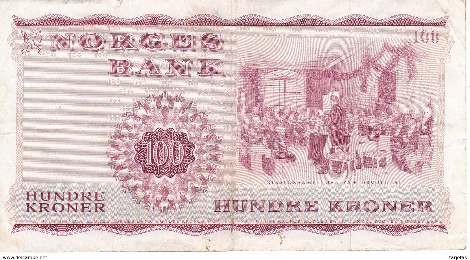 BILLETE DE NORUEGA DE 100 KRONER DEL AÑO 1974  (BANKNOTE) - Noruega