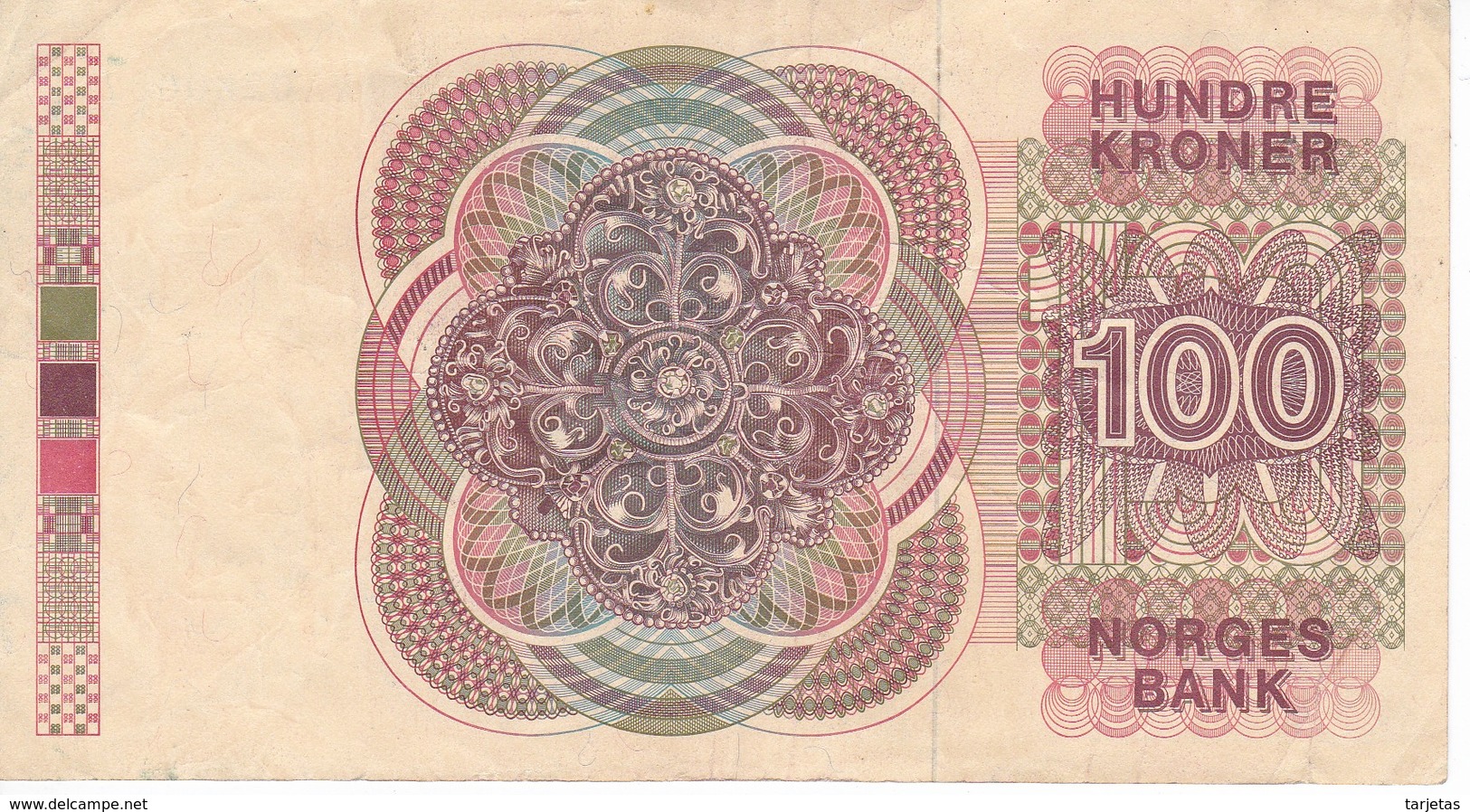 BILLETE DE NORUEGA DE 100 KRONER DEL AÑO 1977  (BANKNOTE) - Norvegia