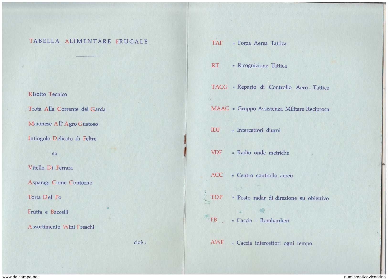 Menu Aeroporto Ghedi  Brescia 1956 Autografato - Menus