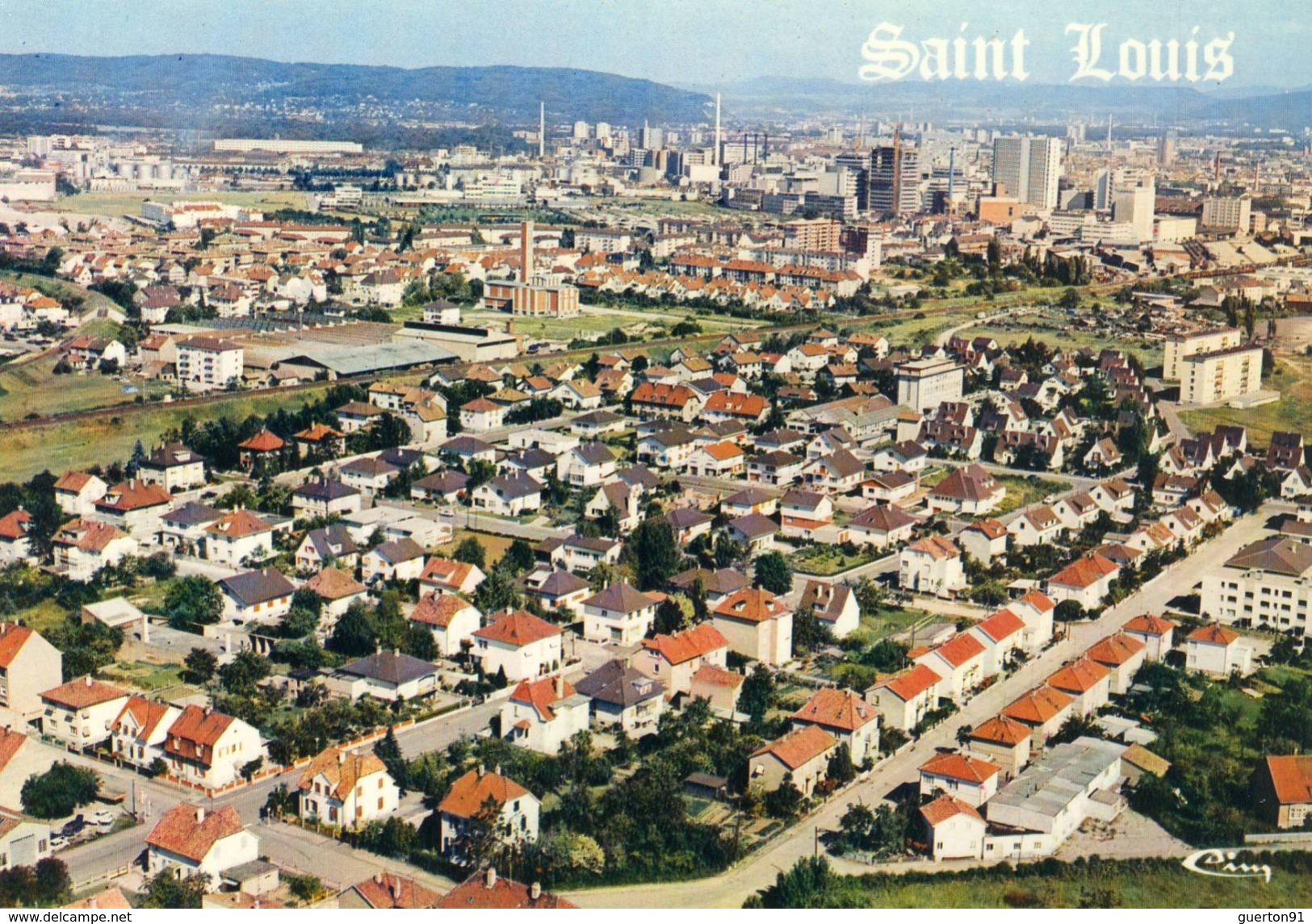 CPSMGF (68 )SAINT LOUIS Porte De France Vue Aerienne   (b.bur) - Saint Louis