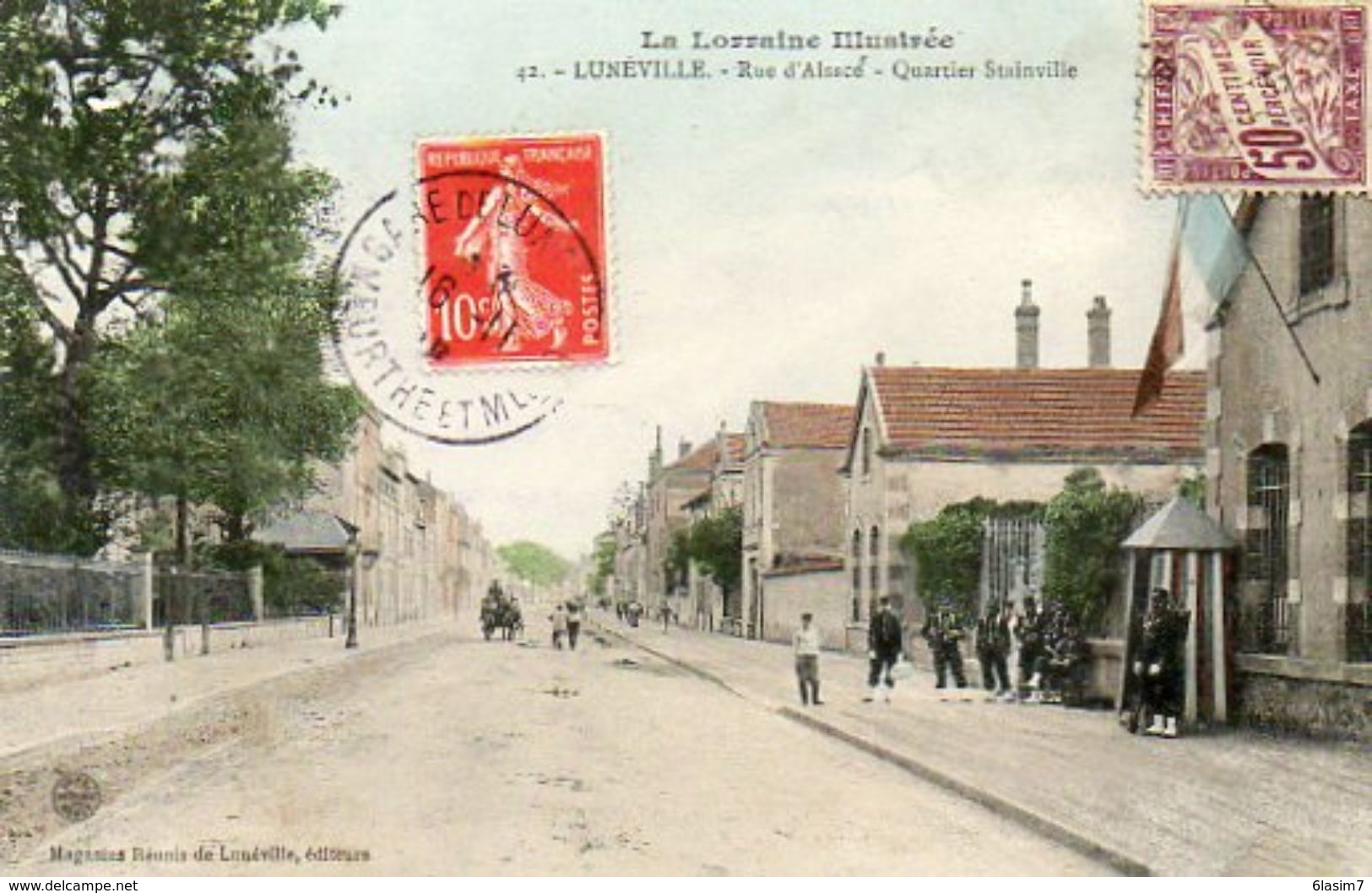 CPA - LUNEVILLE (54) - Aspect Des Casernes Du Quartier Stainville De La Rue De'Alsace En 1908 - Luneville