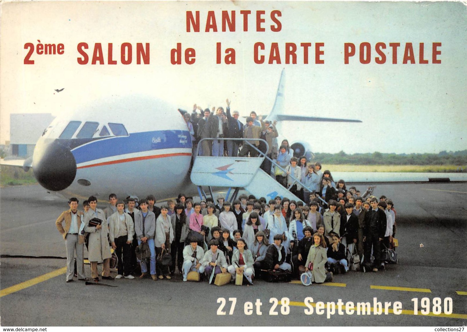 44-NANTES- AEROGARE DE CHATEAU BOUGON, DEPART D'UN GROUPE DE JEUNES NANTAIS POUR L'ANGLETERRE - Nantes