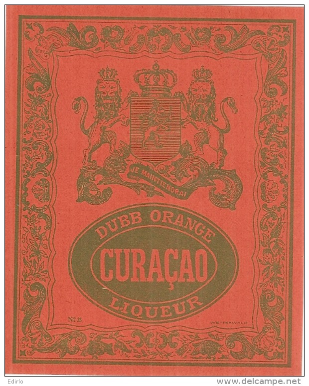 Superbe étiquette -  Lion -  CURACAO - Dubb Orange  ( 4 Points De Colle Dos) - Whisky