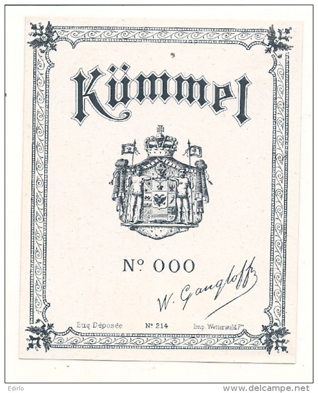 KUMMEL  étiquette 000 - Modele 214  - (4 Points De Colles Dos Amincis ) - Whisky