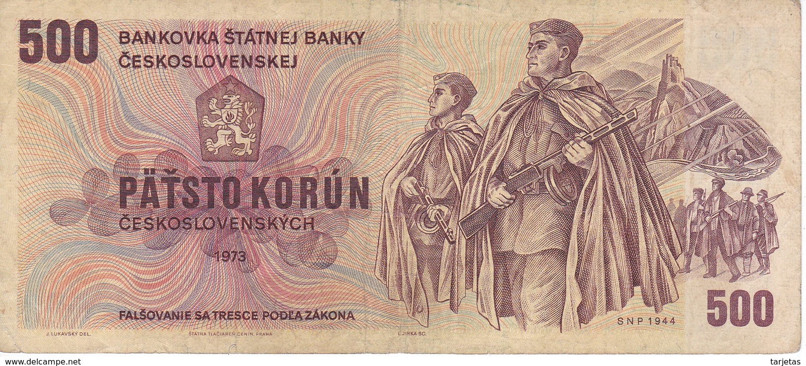 BILLETE DE CHECOSLOVAQUIA DE 500 KORUN DEL AÑO 1973  (BANKNOTE) - Checoslovaquia