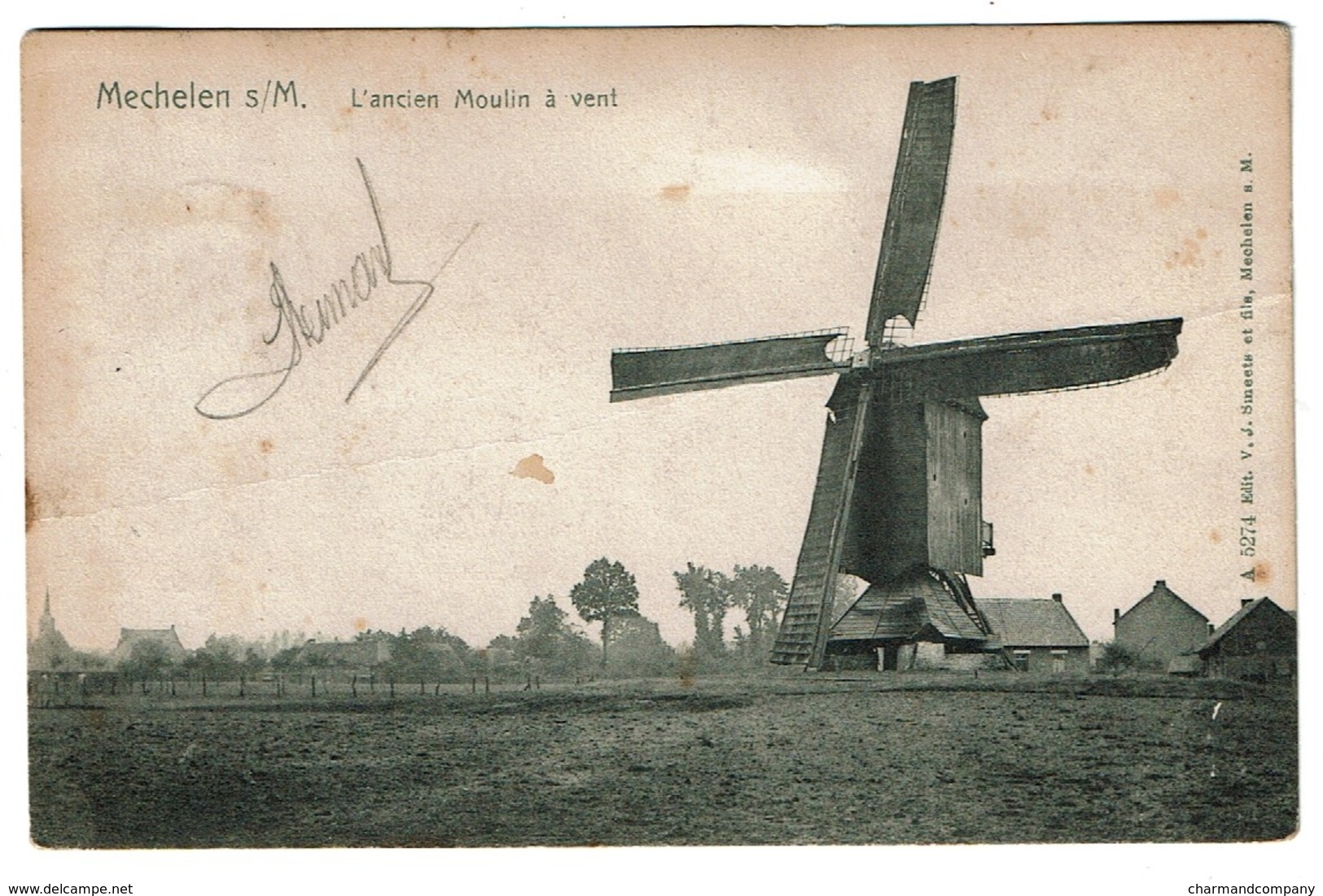 Mechelen Aan De Mas - L'Ancien Moulin à Vent - Molen - 1907 - Uitg. V.J. Smeets Et Fils Mechelen S/M. - 2 Scans - Maasmechelen