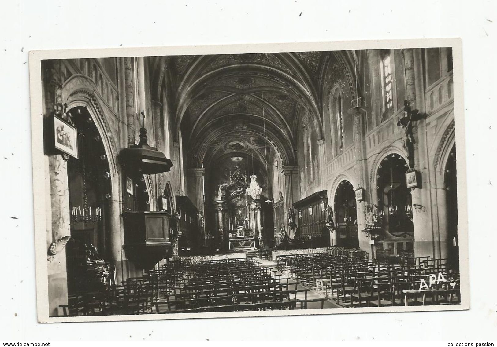 Cp, 81 , LAUTREC , Intérieur De L'église ,pupitre Et Tableaux Remarquables , Vierge , Ed : Apa Poux - Lautrec