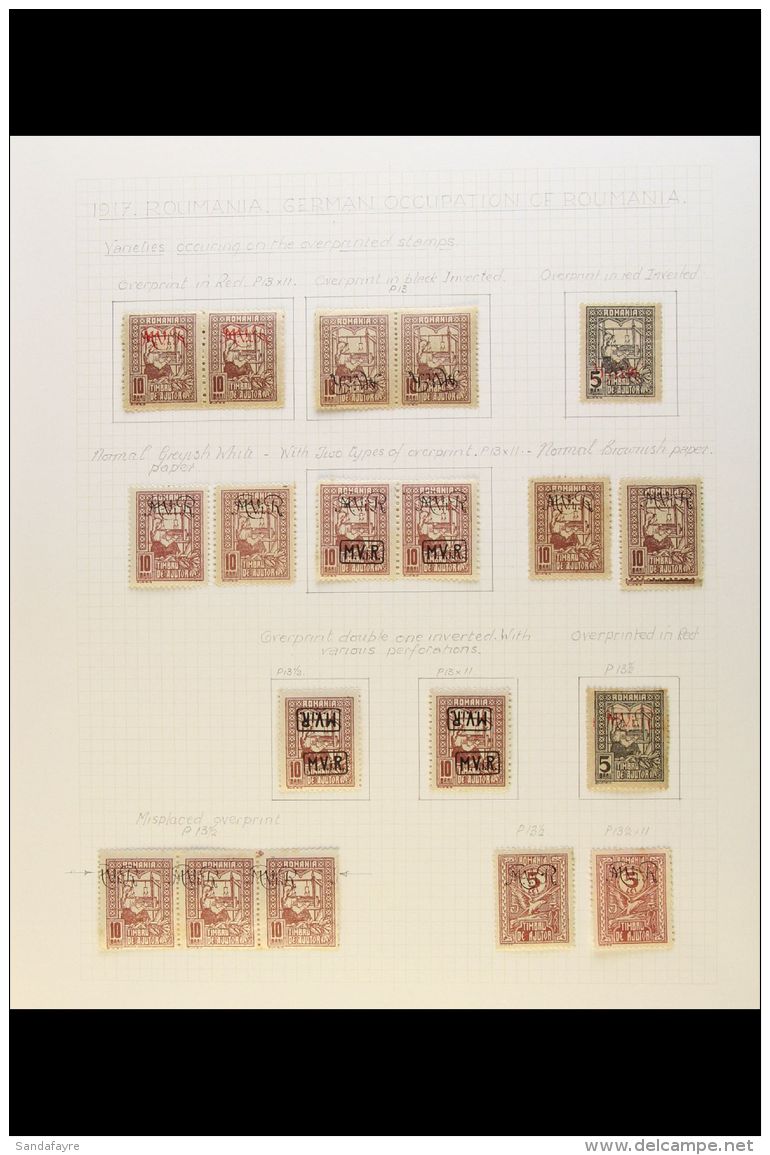 GERMAN OCCUPATION - WAR TAX STAMPS 1917 Fine Mint And Postally Used Duplicated Collection On Album Leaves,... - Sonstige & Ohne Zuordnung